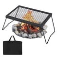 thumbnail image 1 of Alloy Steel Camping Swivel Grill, Adjustable Open Fire BBQ Stand with Grill & Griddle, Portable Campfire Cooking Rack with Carry Bag, 1 of 5
