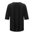 thumbnail image 4 of Blmnix Womens Tops Trendy Elbow-Length Black Basic Loose Solid High Neck Blouse Tees 2024, 4 of 5