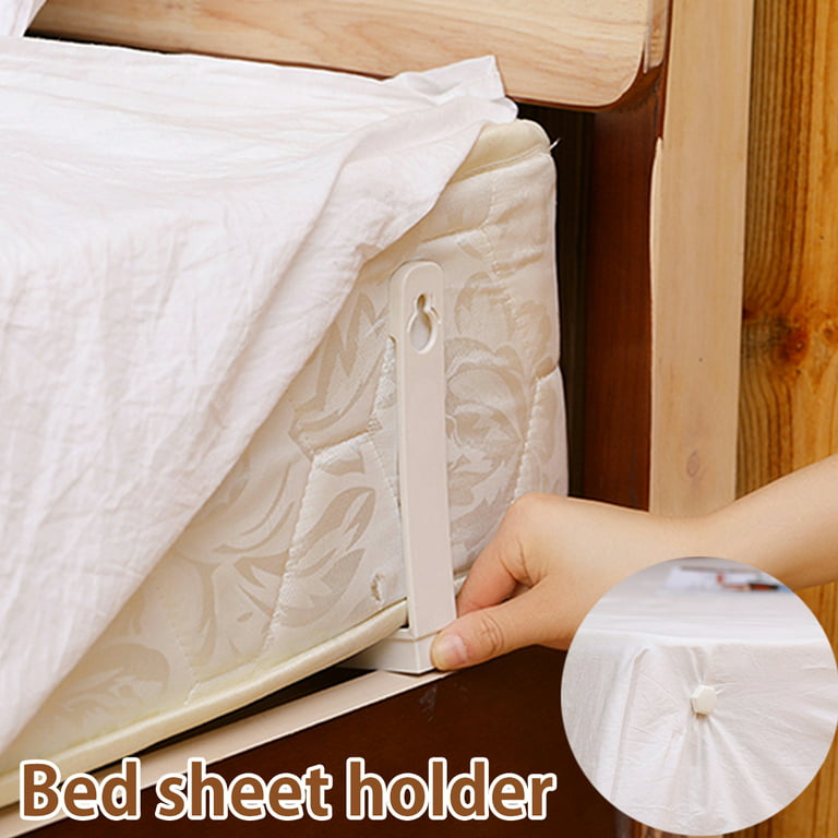 4Pcs Bed Sheet Holder Clips Plastic Bed Sheet Clips No-Slip Bed Sheet  Fastener Household Sheet Fixing Clamp Keeping Your Sheets on Your Mattress  No Elastic Straps and Easy Install 
