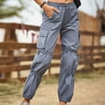 Women's Baggy Cargo Pants Summer Lightweight Parachute Pants Mid Waist