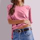 thumbnail image 5 of Camisas de Manga Corta para las Mujeres Casual Cuello Redondo Sólido, Mezcla de Algodón Moda de Verano Blusa Superior, 5 of 9