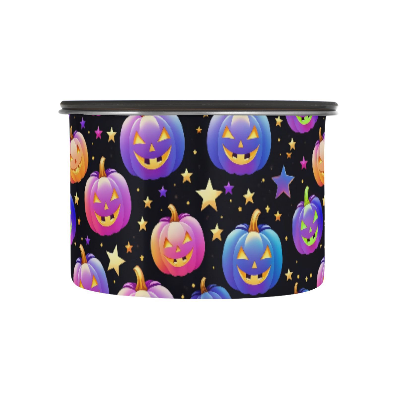 Halloween Rainbow Pumpkin Cute Airtight Coffee Bean Canister 30oz Food Storage Containers with Lids For Gournd, Tea, Sugar, Flour, Rice, Cereal, Candy Cookie Jar