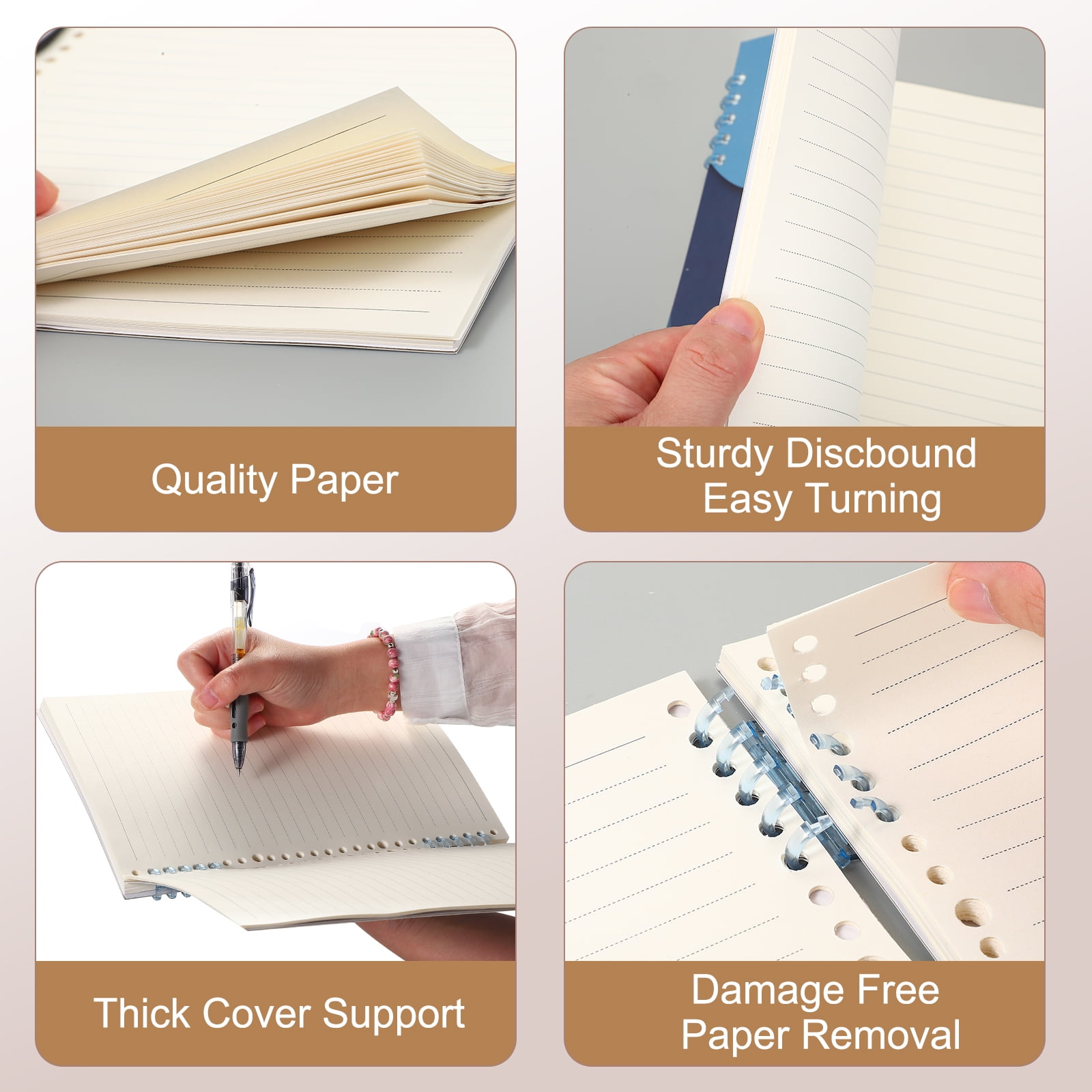 Uxcell 8"x6" Inch Spiral Notebook, 2 Pcs Reusable Discbound Journal Binder, Refillable Planner, Yellow