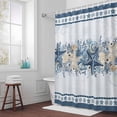 thumbnail image 3 of Navy Blue Starfish Coastal Bathroom Shower Curtain, Ocean Beach Coral Nautical Waterproof Washable Soft Bath Curtain for Bathtub Decor with 12 Hooks&Grommet, 72x72 Inch, 3 of 9