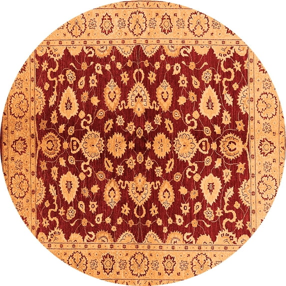 Ahgly Company Indoor Round Oriental Orange Traditional Area Rugs, 3' Round