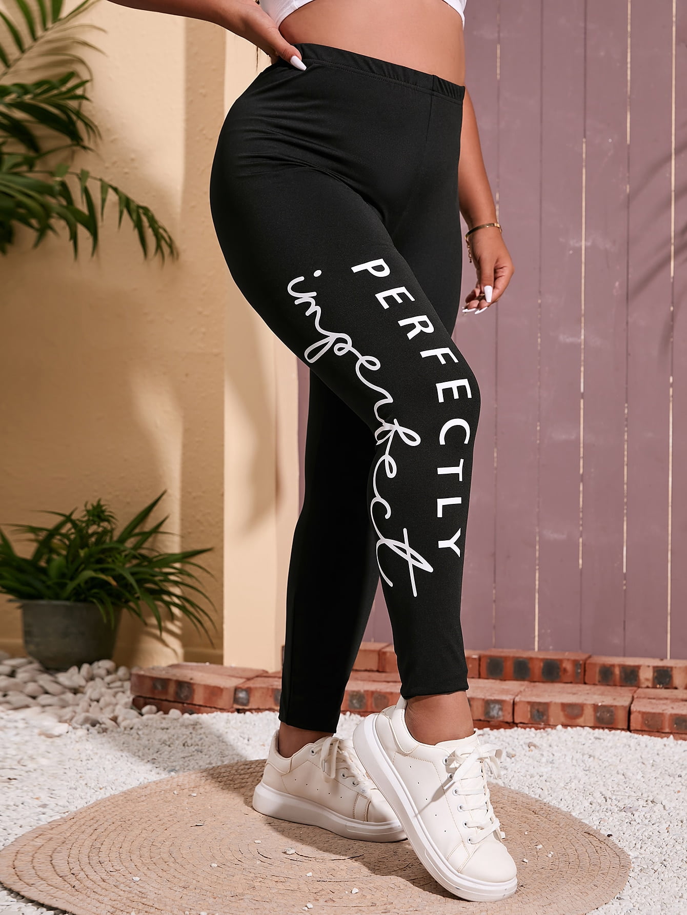 Letter Graphic Leggings 1XL(14 