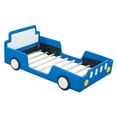 thumbnail image 3 of Twin Size Race Car-Shaped Platform Bed with Wheels, Blue, 3 of 9
