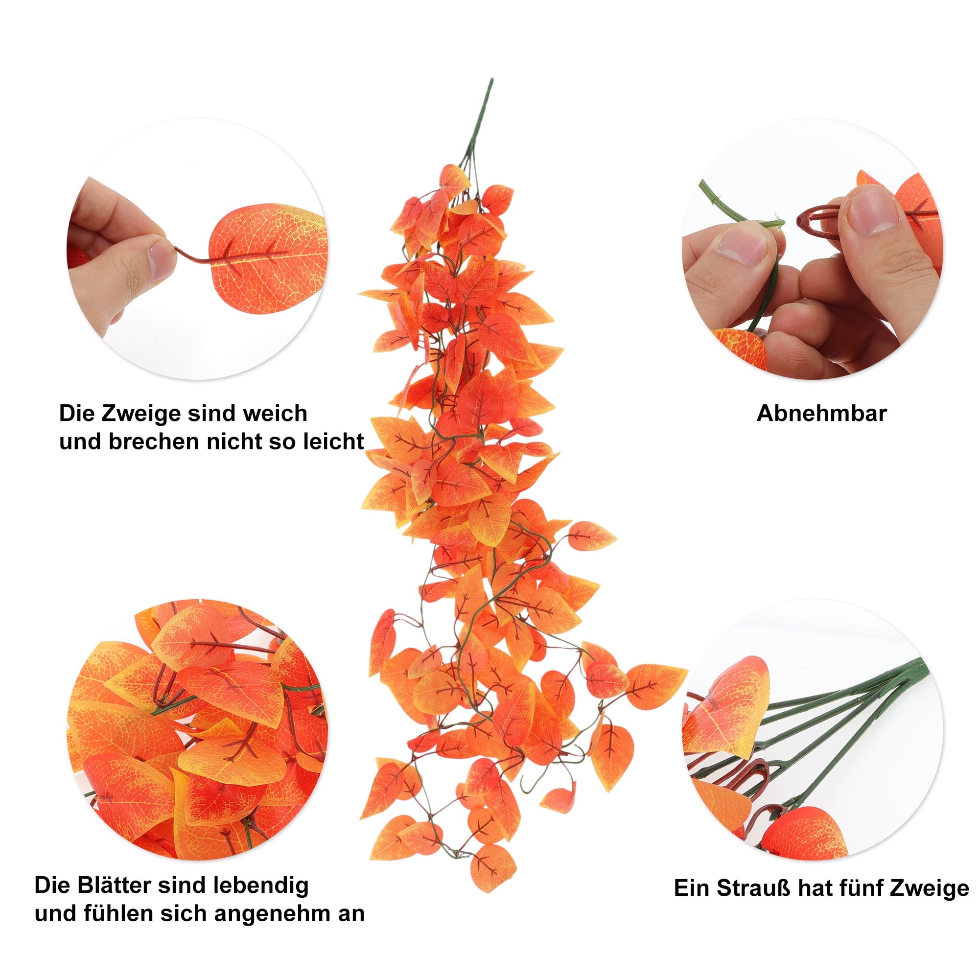 Unique Bargains 2pcs Fake Autumn Plants 41.34" Faux Autumn Leaves