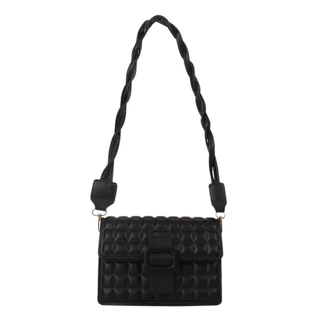Bolso de cuero artificial con forma de rombo de tendencia, nueva moda, bolso de mensajero, bolso pequeño sencillo de un solo hombro, negro