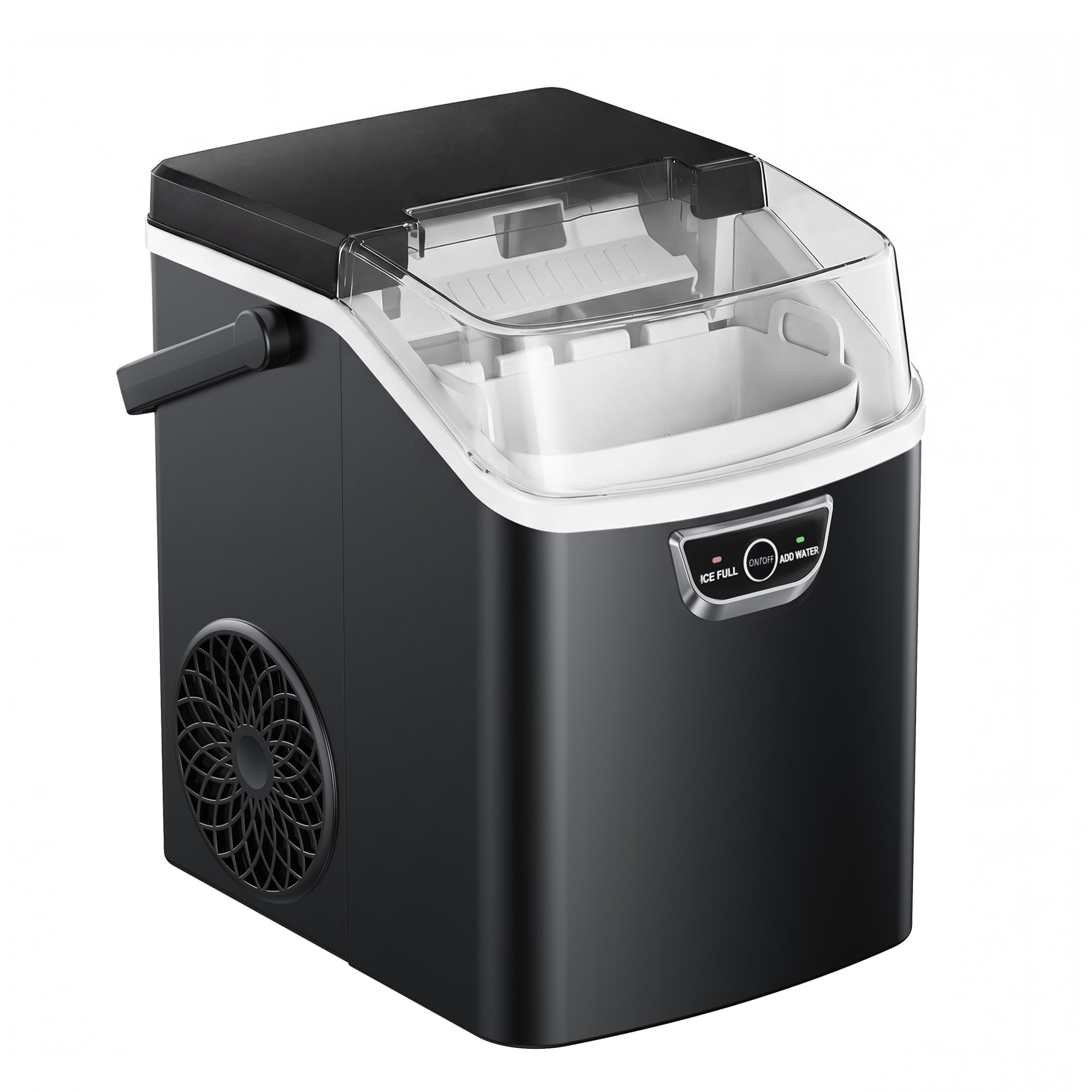 SIMZLIFE Countertop Nugget Ice Maker 33Lbs/24H, 5-Min Ice Cycle, Self-Cleaning, Portable Ice Machine with Basket & Scoop, Black