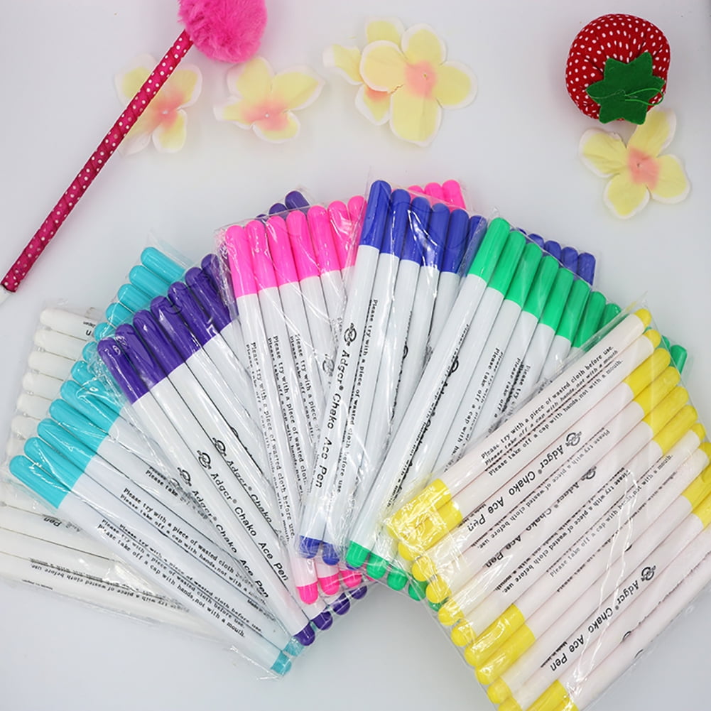 Opolski 12Pcs Fabric Marker Water Soluble Automatically Fade Disappear Pen Sewing Tool