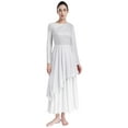 thumbnail image 3 of YiZYiF Women's Praise Dance Dress One Shoulder Flared Sleeve High Low Hem Church Worship Overlay Tunics Ivory XXL, 3 of 7