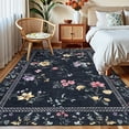 thumbnail image 6 of Garvee 9'x12' Floral Area Rug Modern Print Bordered Carpet, Washable Rug Non Slip Indoor Floor Mat for Living Room Bedroom Dining Room, Black, 6 of 6