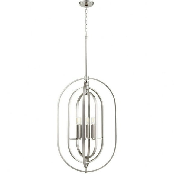 8610-6-65 Quorum Lighting 6 Light Oval Pendant in style - 20 inches wide by 32.25 inches high-Satin Nickel Finish    -Traditional Installation