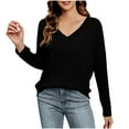 thumbnail image 2 of Horkkom Womens Long Sleeve Tops Casual V Neck Solid Color T Shirts Comfy Loose Layer Shirts, Gifts for Women, 2 of 9