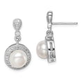 thumbnail image 2 of Sterling Silver Rhodium-plated 8mm White FWC Pearl Cubic Zirconia Post Earrings, 2 of 4