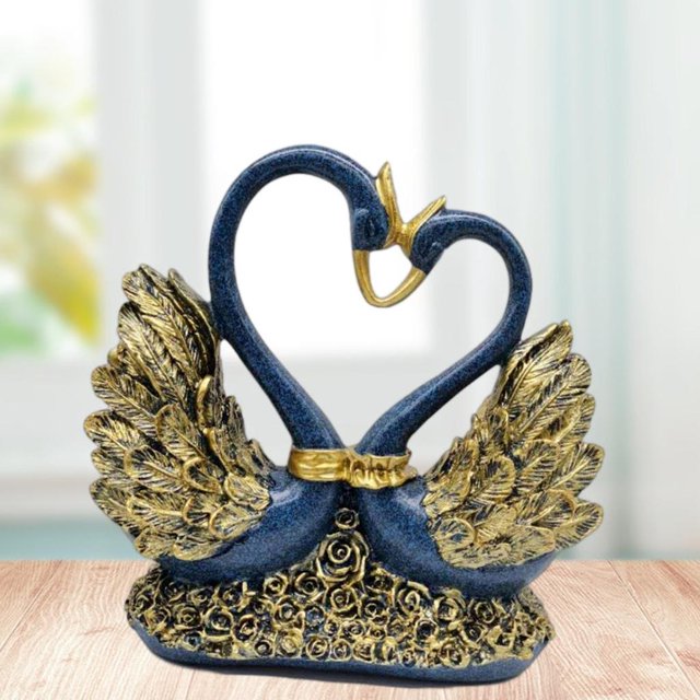 Elegante pareja de cisnes escultura de estatua de adornos de resina regalos para boda, decoración de Valentín decoración de estatua rom Colco estatua de escultura de escritorio