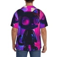 thumbnail image 3 of Wukai Neon Toy Cat Reflections Men's Casual Short-Sleeve Button Down Shirt,Cuban Shirts for Men,Mens Short Sleeve Dress Shirts-XX-Large, 3 of 5