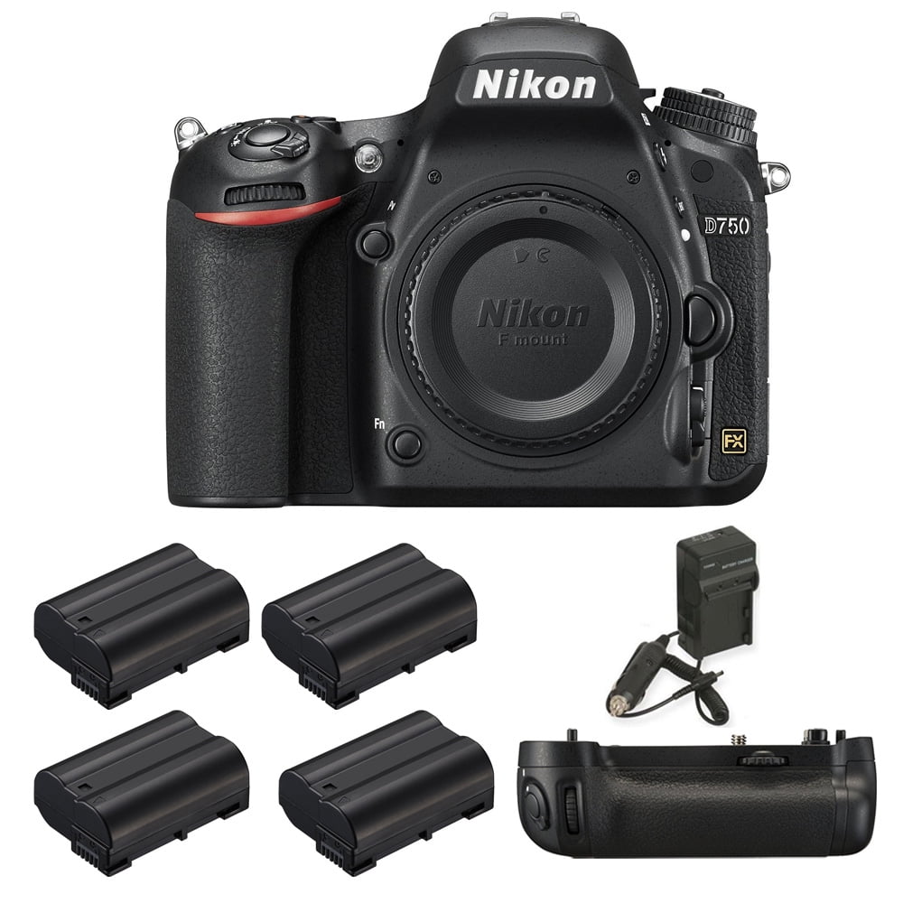 Nikon D750 DSLR HD FXFormat Camera, MBD16 Pack, 4 Batteries, and