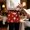 Red, White, Pink, variant on Red Cherry Blossom Waitress Apron with 3 Pockets, Farmhouse Romantic Petals Floral Server Aprons Waterproof Kitchen Restaurant Half Waist Apron for Men Women