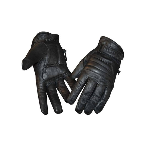 Redline Women's Soft Fleece Lining Motorcycle Leather Gloves, Black GL-56 (L)