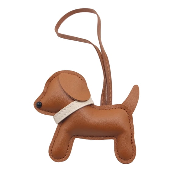 Faux Leather Keychain Accessory Traditional Dog Shaped Charm Keyring Everyday Carry Accessories