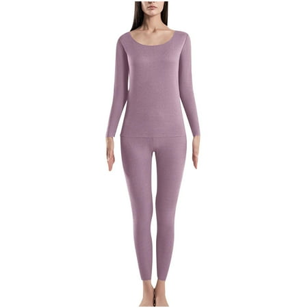 

2 Piece Pajama Sets for Women Winter Warm Sleepwear Slim Fit Fleece Long Sleeve Pullover Tops Leggings Nightgowns