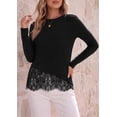 thumbnail image 3 of PRETTYGARDEN Women's Lace Patchwork Long Sleeve Shirts | Soft Casual Tops,Irregular Asymmetrical Hem,Crew Neck Thermal Blouses,Loose Fit Layer Tee,Fashion Fall Winter Daily Wear, 3 of 9