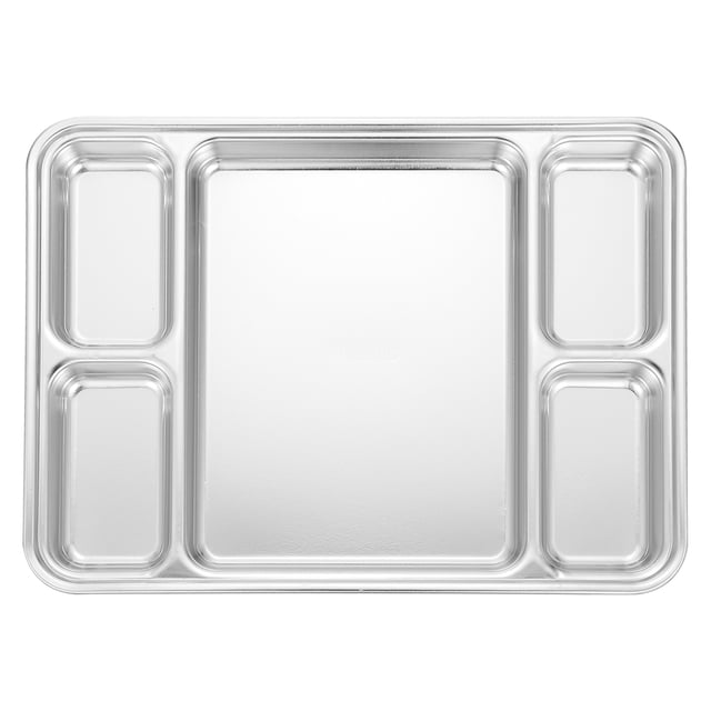 Shisuyan Assiette Compartiments Divisés en Acier Inoxydable Argent 1Ensemble 11X8.3X0.8In