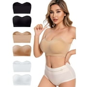 Spencer Women's Wireless Strapless Bra Seamless Padded Bandeau Bra Non-Slip Tube Top Lift Push Up Convertible Bralette, Size S-XXL