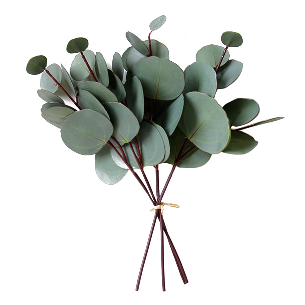5pcs Artificial Eucalyptus Stems Greenery Fake Plastic Party Leaves Decor W4Q3