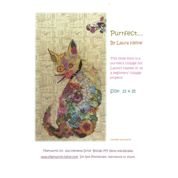 Purrfect Cat Fused Fabric Collage Quilt Pattern by Laura Heine of Fiberworks