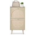 thumbnail image 5 of 2 Drawers Rattan Shoe Cabinet 9.5" Depth Shoe Storage Cupboard Modern Design Shoe Organizer Unit For Hallway, 5 of 7