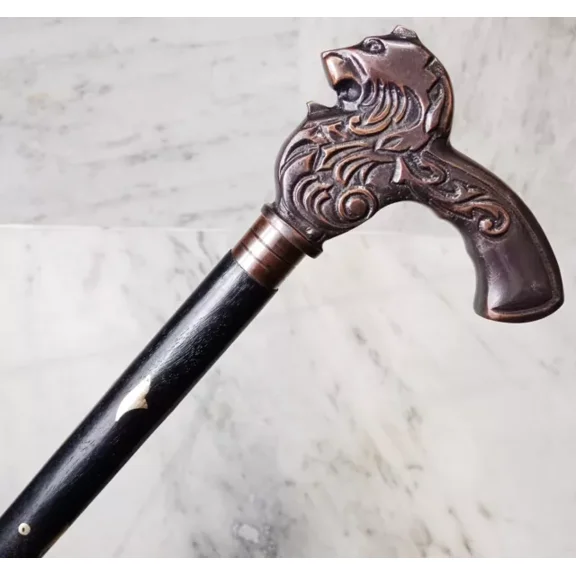Antique Brass Victorian Handle Wooden Vintage Style Designer Walking Stick Cane