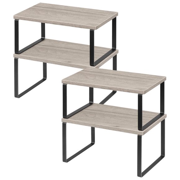 Organizador de estante para cocina NEX, set de 4 apilable, negro