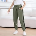 thumbnail image 3 of Boys Girls Cotton Jogger Pants Soft Warm Elastic Waisted Sweatpant Joggers with Plush Lining Fall Winter Trousers (12 Years, Army Green), 3 of 4