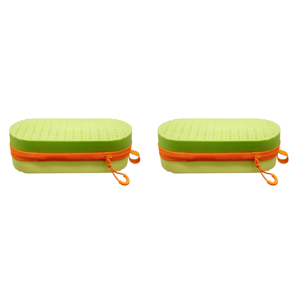 Estuche para gafas de natación de silicona portátil para hombres mujeres y niños color verde