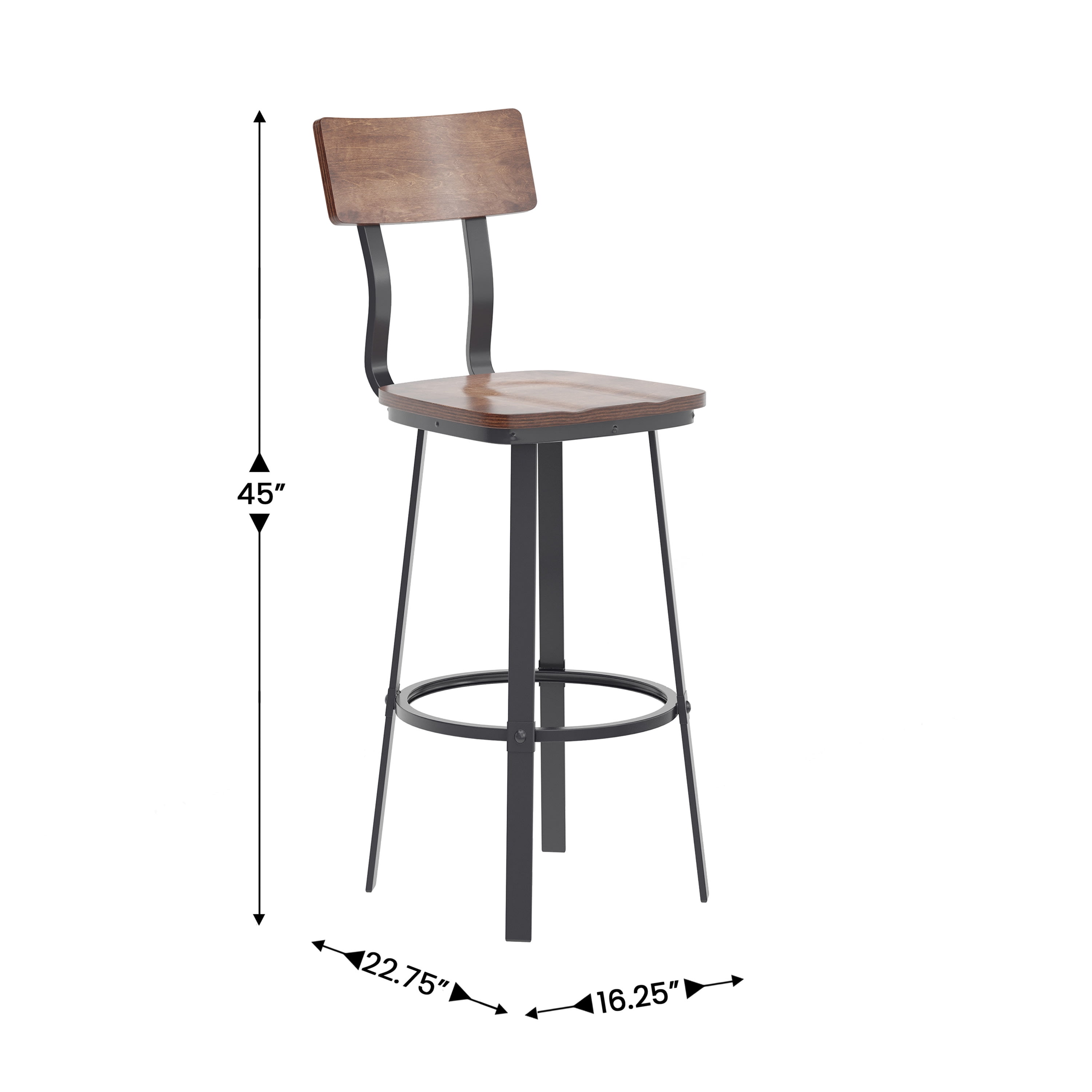 Emma + Oliver Antique Copper Dining Bar Stool with Wood Back/Seat and Gray Powder-Coated Frame