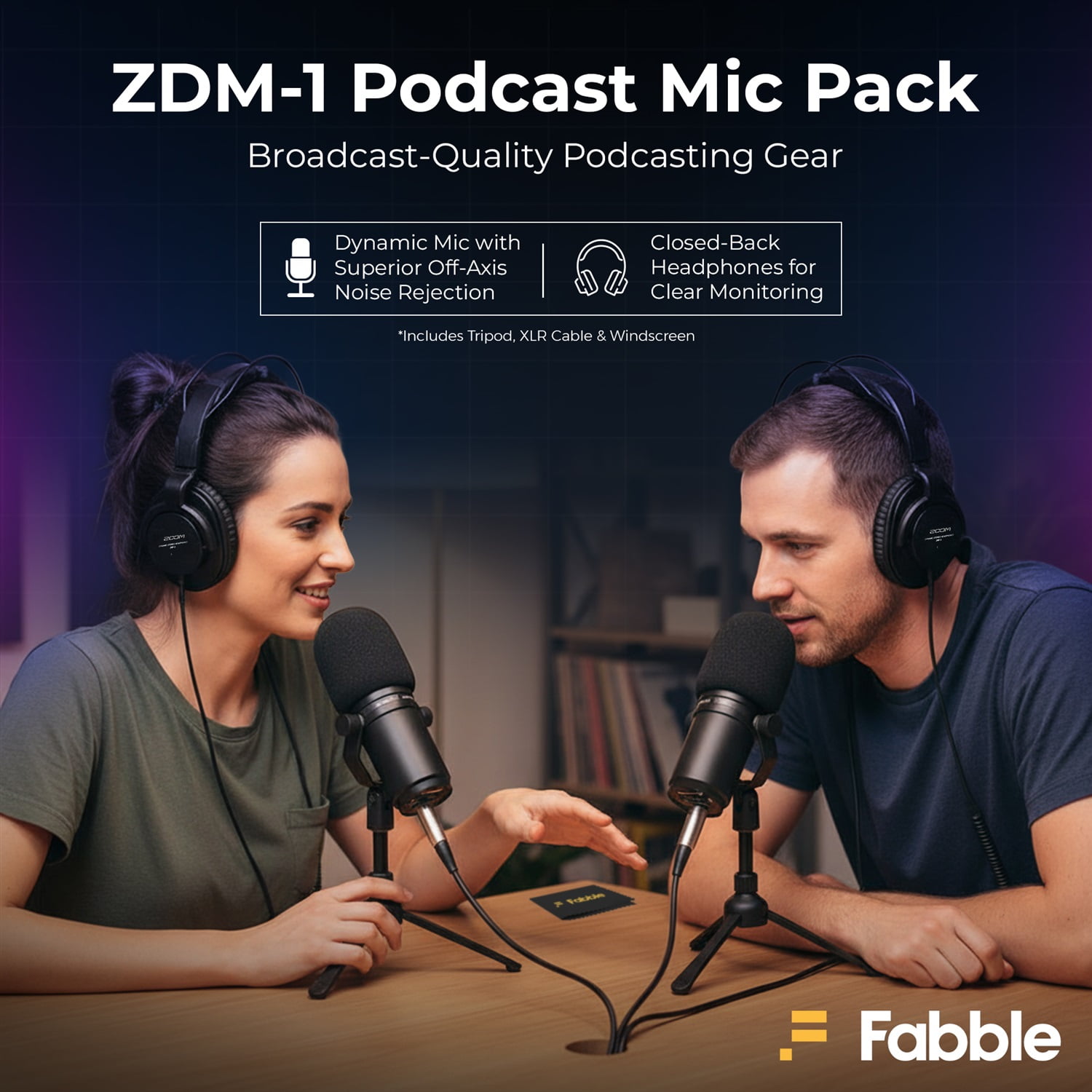 Zoom PodTrak P4next Portable Multitrack Podcast Recorder Bundle with 1 Zoom ZDM-1 Podcast Mic Packs, 1 On-Stage MBS5000 Boom Arms with XLR Cables, 64GB microSDXC Card and AA Batteries