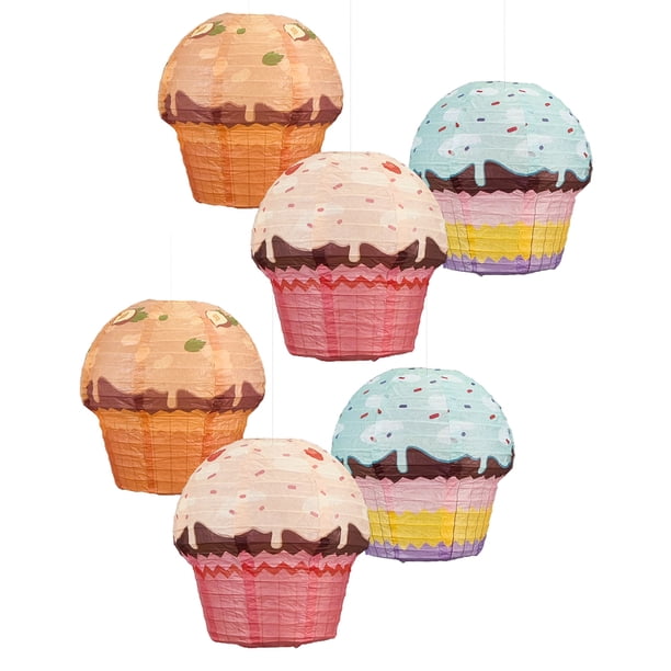 Linternas de papel para cupcakes 3D, decoraciones navideñas
