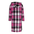 thumbnail image 4 of Delayuji Long Plaid Shirts For Women Oversized Button Down Shacket Jacket Flannel Hooded Trench Coats With Pockets Spring Winter, 4 of 5