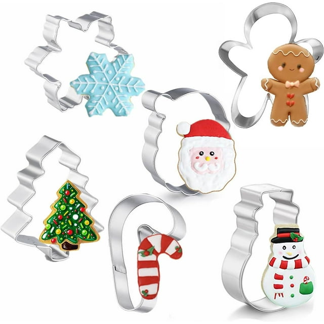 6 Piece Christmas Cookie Cutter Holiday Cookie Cutter Shapes For Baking