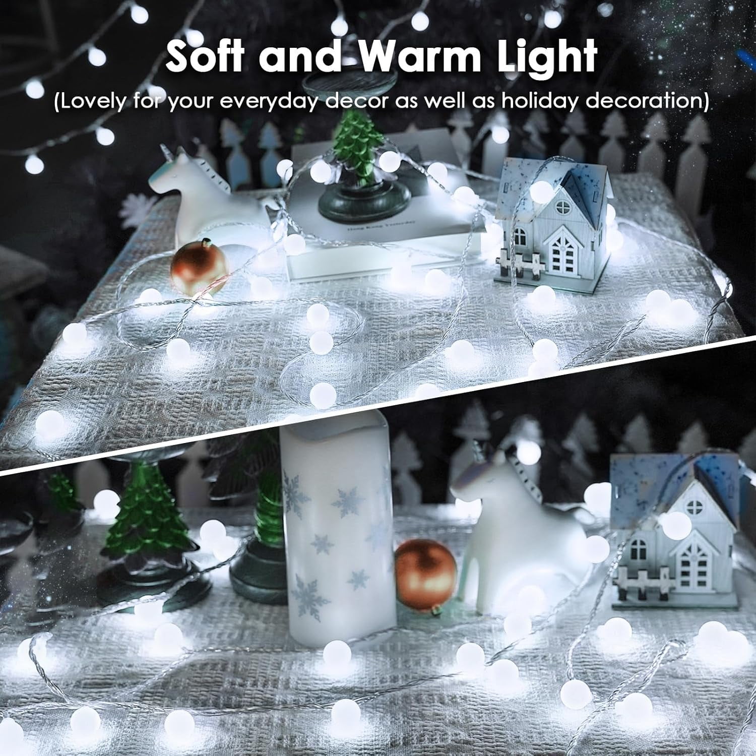100LED Connectable String Lights Indoor Outdoor for Bedroom, 43ft White  Lights Plug in with Remote & Timer, 8 Lighting Modes Waterproof Fairy Light for Room Classroom Wedding Christmas Decor