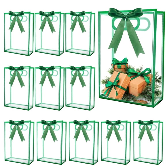 Bolsas de regalo Sel Natural, 12 unidades, transparentes, 18 x 26 x 8 cm, con cinta