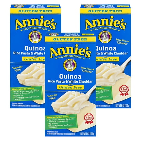 Cheddar Cheese Rice - (3 Pack) Annie's Gluten Free Quinoa Rice Pasta and White Cheddar, 6 oz