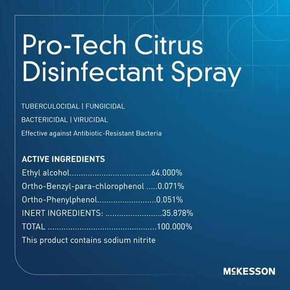 McKesson Pro-Tech Disinfectant Spray Surface Cleaner - Citrus Scent, 16 oz, 1 Count, 1 Pack
