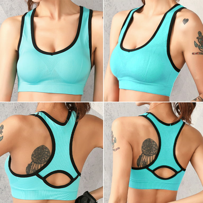 Women's Sports Bra ( XL Size ), Seamless Padded Racerback High Impact Bra  Support Yoga Bras Gym Running Workout, Blue 