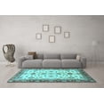 thumbnail image 3 of Ahgly Company Indoor Round Oriental Light Blue Traditional Area Rugs, 5' Round, 3 of 4