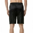 thumbnail image 4 of SWSMCLT Men's Satin Pajama Shorts Sleepwear Knee Length Silk Sleeping Shorts Soft Summer Lightweight Elastic Waist Cool Black 40, 4 of 4