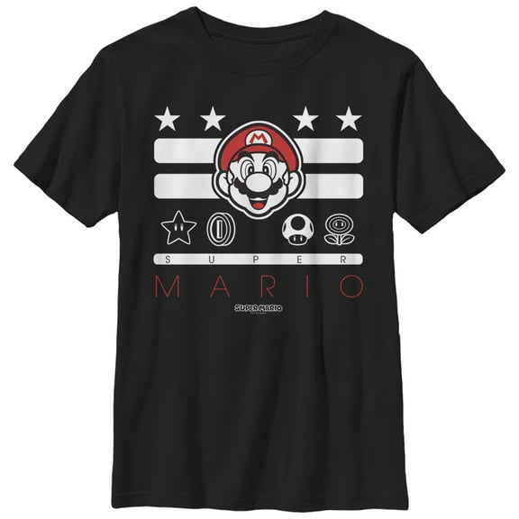Boy's Nintendo Super Mario Power Up  Graphic Tee Black Large